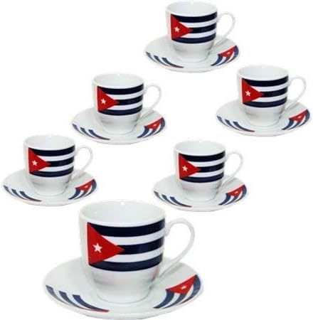Cuban Flag Demitasse Set. 12 Ceramic Pieces