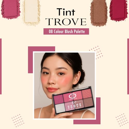Image of Fashion Colour Tint Trove 8 Colour Blusher Highlighter Palette | Complete With 3 Dazzling HIghlighter Shades | Matte ,Shimmer Blushes & Highlighters | Long Lasting Wear | Multicolor | 20gm | (Shade no : 1)