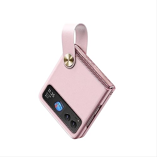 GIOPUEY Funda Compatible con Motorola RAZR 40, Cuero PU + PC Duro Carcasa, Textura de Cuero Especial Case, con Anillo Portátil - Pink