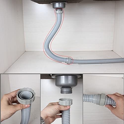 Manguera de desagüe G1 1/2 extensible de 45 cm para fregadero 3