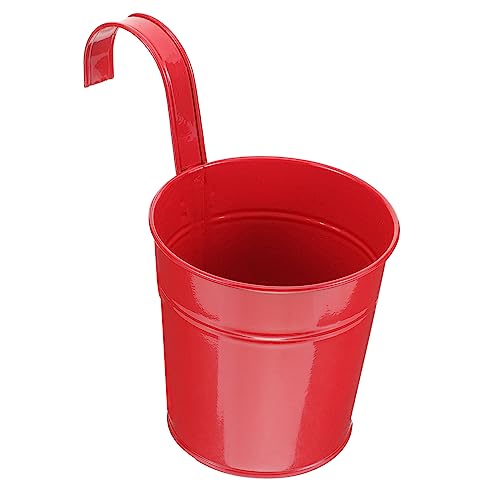 GALPADA Secchio in Metallo Rosso Piccolo Con Gancio Rimovibile Fioriera Da Balcone Pensile Per Piante e Fiori Vaso Decorativo Per Interni Ed Esterni Design Senza Antisporco