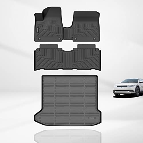 Kelcseecs Floor Mats And Cargo Liner Custom For 2022 Hyundai Ioniq 5 Unmovable Console Waterproof Car Mats All Weather Mats Automotive Floor Liners #TOP9