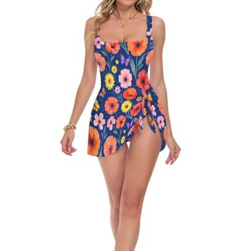Robe de bain push-up pour vos journées plage et piscine en motif fleur
