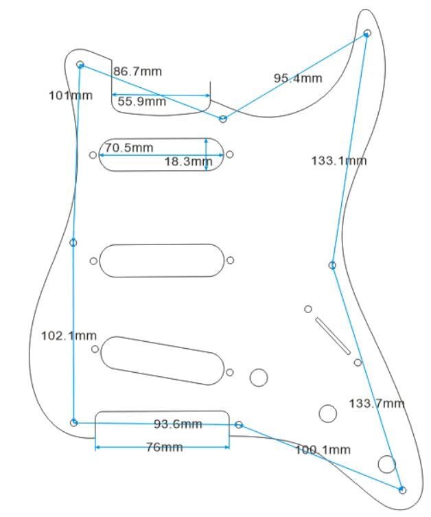 For Fit US Fender 57' 8 screw Stratocaster Style Guitar Pickguard (1 Ply Silver Mirror)