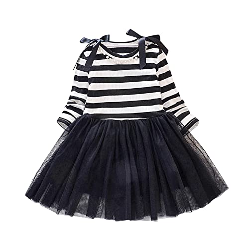 Vestido de manga larga de encaje princesa vestido de bebé vestido de tul vestido vintage y falda maxi niños, Negro-1., 6-12 Meses