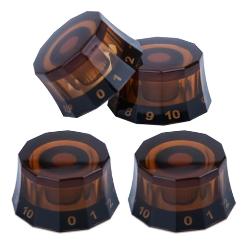 4PCSギターコントラルノブクリアエレクトリックベーストップハットスピードボリュームトーンコントロール交換速度コントロールノブ