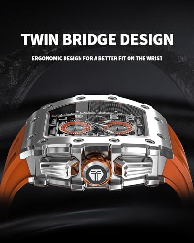Image of TSAR BOMBA Men's Luxury Quartz Watch, Luminous Dial 5ATM Water Resistance Silicone Strap Men's Wristwatch Ideal Gift for Men