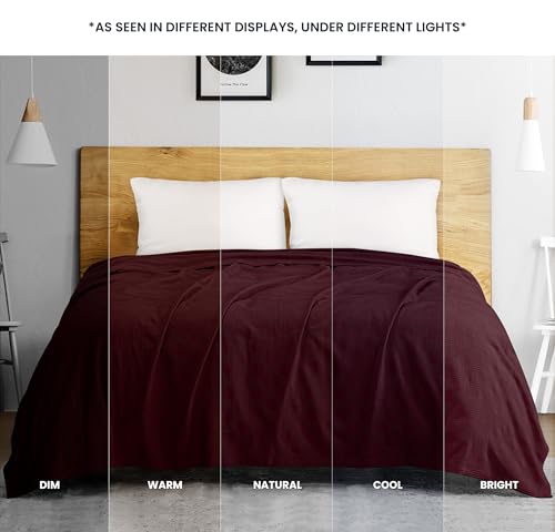 Image of Utopia Bedding 100% Cotton Thermal Blanket Burgundy Twin Size Soft, Lightweight, Breathable, Cozy Spring and Summer Blanket for Couch and Sofa, Home Room Decor Gifts for Women and Men (90x72 Inches)