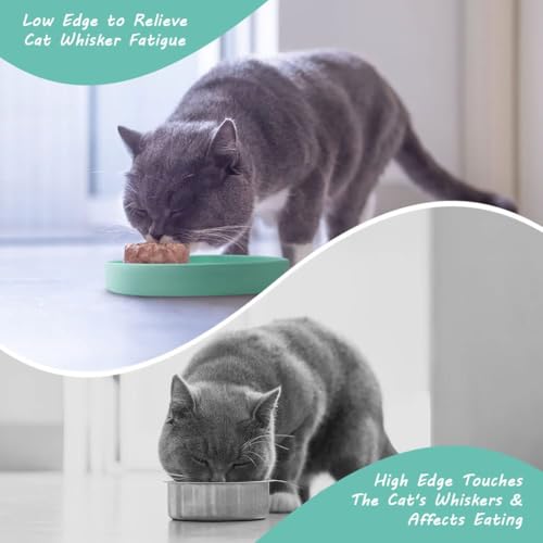Adiwo Katzennapf Silikon, 18cm Futternapf Katze Silikon, Katzennapf Flach, Napf Katze, Katzen Fressnap, Runden Katzenteller, rutschfest und Leicht zu Reinigen für Kätzchen Katzen Kleintiere, Grün
