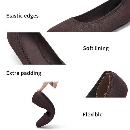 Image of Puxowe Women's Ballet Flats Breathable Knit Slip On Comfortable Round Toe Walking Shoes with Arch Support Insole for Work