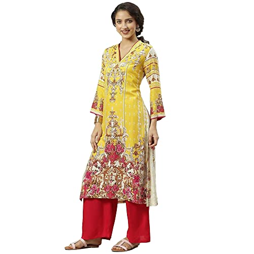 Image of BIBA Solid Rayon A Line Fit Women Kurta