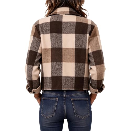 Plaid Shirts for Women Button Down Flannel Cropped Jacket Fall Shacket - image 5