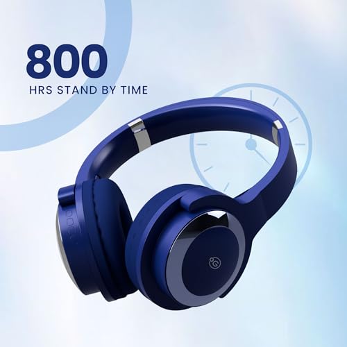 Image of OOGE Echo 100 Wireless Bluetooth Headphones (Blue), 30H Playtime, 800H Standby Time, 250mAh Battery, Bluetooth 5.3, 10m Range, 1-Year Warranty