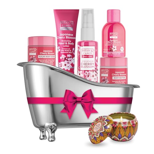 Image of Bryan & Candy Cherry Blossom Bath Tub Kit Collection Women's Day Gift Set For Women and Men |Ph5.5 Skin Friendly | Vegan