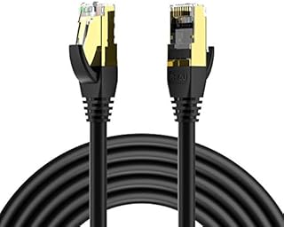 Cat8 Ethernet Cable 15ft, Network SFTP Patch Cord, Heavy Duty High Speed Cat8 LAN Network RJ45 Cable-in Wall, Outdoor, Weatherproof Rated for Machine Room,Router, Modem, Gaming-Black