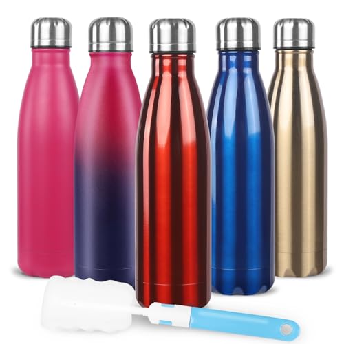 Image of Sfee Insulated Water Bottle, 17 oz Stainless Steel Water Bottles, Double Wall Vacuum Reusable Water Bottles Leak Proof BPA-FREE Sports Bottle Cup Keep Hot&Cold for Running Gym Workout Cycling Kids