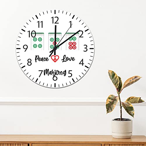 Horloge murale ronde en PVC Mahjong caractères chinois silencieuse 30cm