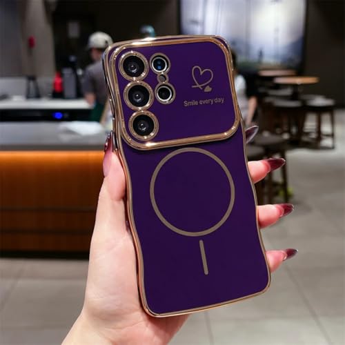 Funda para Galaxy S24 FE con marco ondulado rizado en color morado oscuro