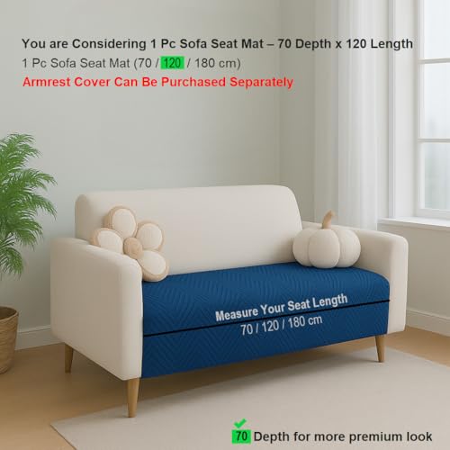 Image of Amazon Basics - Velvet Quilted Make Your Own Sofa Cover |2 Seater | Multi-Layered Fabric |120cm x 70cm | 350 GSM | Color - Navy Blue