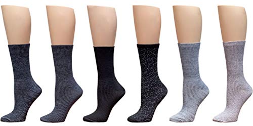Cuddl Duds Womens 6 Pack Supersoft Warm Crew Socks (Ladies Shoe Size 4-10, Black Basic)