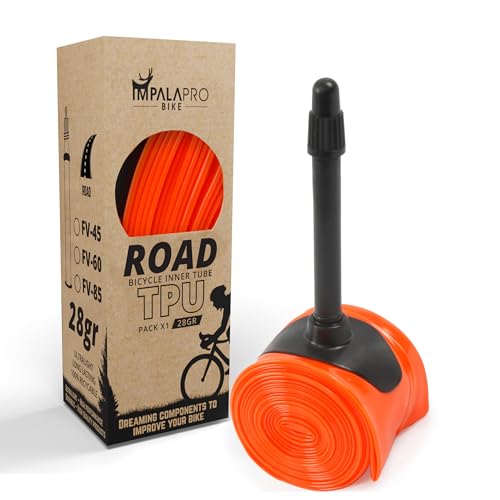 IMPALAPRO Ultralight Road Bike TPU Inner Tube 700C 28g 0.2mm Thick Compatible with 700x18/23/25/28/30/32C Presta Valve 45/65/85mm -Bicycle Inner Tube 700C (1Pc Valv 65mm)
