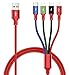 Multi Charger Cable [3.5A 1.8M] 4 in 1 Nylon Braided USB Charging Cable Multiple Fast USB Cable with Micro USB/Type C/iP Ports for Phone 16/15/14/13/12/11/Xs/X/8/7,... Galaxy,Huawei,Nexus,Nokia,LG
