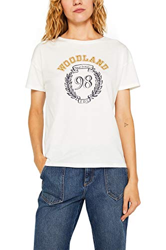edc by Esprit 099cc1k018 Camiseta, Blanco (Off White 110), Medium para Mujer