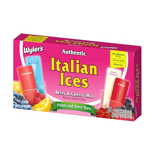 Wyler's Authentic Italian Ices - Variety Pack - Pack of 2 - One Box of Assorted Flavors and One Box of Berry and Cherry Mix - Freeze and Serve Bars - 20 Total Bars