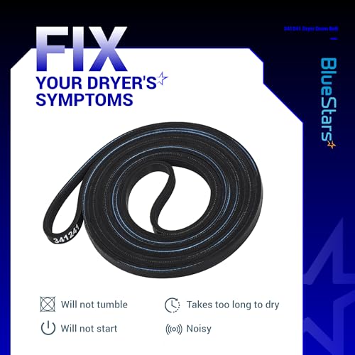 BlueStars 341241 Dryer Drum Belt - Compatible with Whirlpool Kenmore Roper Amana Dryers - Replaces 8066065 AP2946843 W10127457 PS346995 14210003 31531589 31001026 3394651 529597 WED4815EW1 NED4655EW1