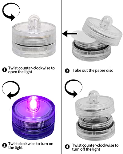 Shymery ZR-001 Submersible Led Light,Purple Waterproof Flameless Candle Tea Lights,Underwater Battery Operated Seasonal Festival Celebration Light thumb #3