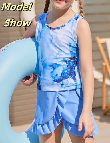 Image of Lovekider Girls Swimsuits Two Piece Rash Guard Set Short Sleeve Bathing Suit Liner Swimwear with Sun Protection 3-12T