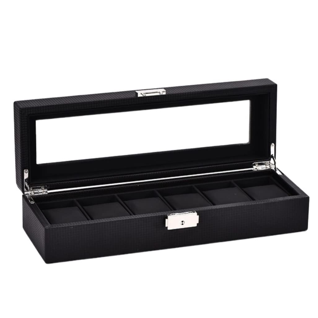 ANVLOJRIH KYUSAR Watch Box Watch Organizer 6 Slots Watch Box Leather Watch Display Storage Case With Glass Jewellery Box Watch Organizer Watch Case Watch Holder (Blue : Onecolor)