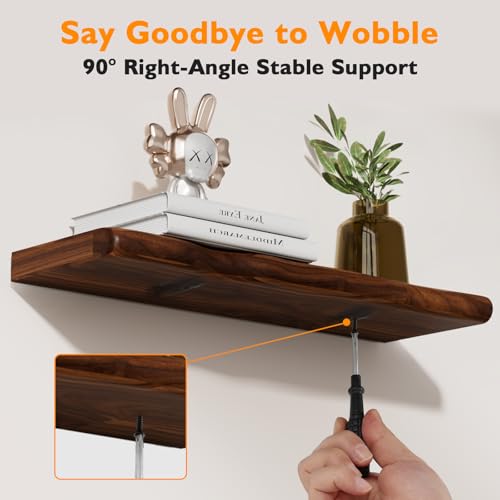 Floating Shelves for Wall Rustic Farmhouse 55 Inch Floating Shelf Bathroom Wooden Shelves for Wall Mounted Live Edge Pine Shelf with Unique Natural Grain for Living Room Bedroom Kitchen (Walnut) by Avytronx - Image 9