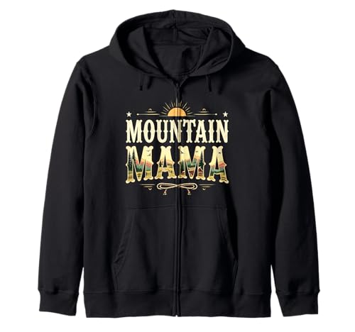 Mountain Mama Nature Lover Retro Wilderness Adventure Zip Hoodie