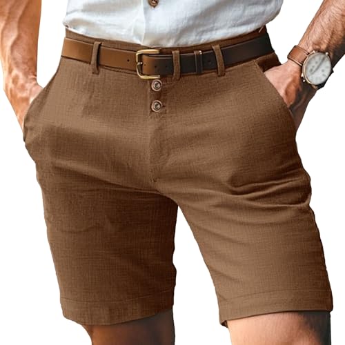 Shorts básicos para hombre de lino y algodón miniatura 1