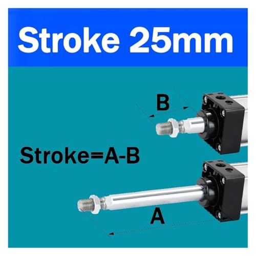 Vérin pneumatique double effet SC80 avec piston robuste en aluminium et course de 25mm