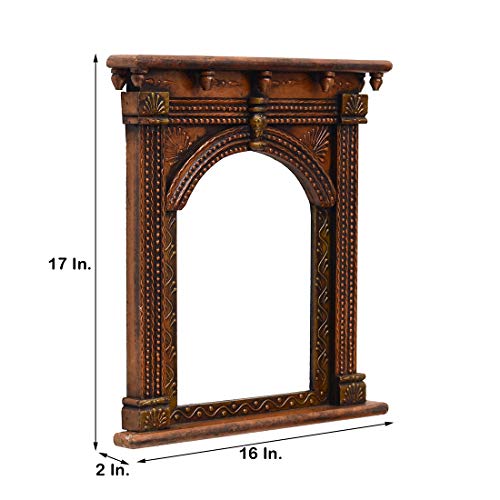 Image of DESERT ART Traditional Hand-Painted Wooden Jharokha Wall Art Frame 9 * 12 - Decorative Wall Hanging for Living Room, Bedroom, Hall, Office