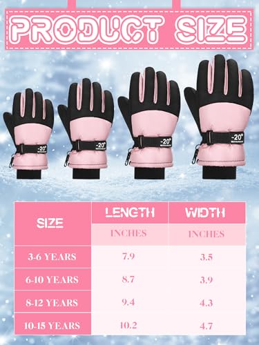 Image of Bencailor 3 Pairs Kids Ski Gloves Children Winter Gloves