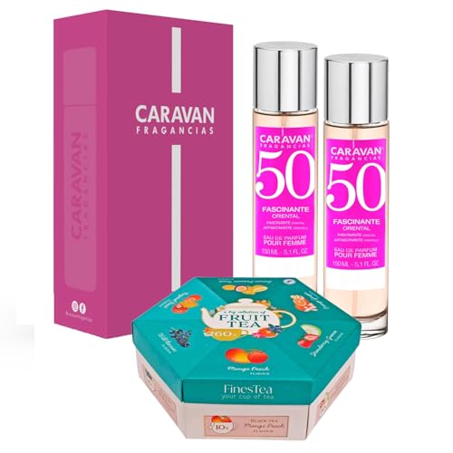 CARAVAN Set de 2 Fragancias de Mujer Nº50 + Caja Regalo Caravan + Caja hexagonal de té 60 bolsitas