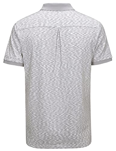 Dasawamedh Men's Quick Dry Golf Shirt Short Sleeve Polo Shirt Stretch Moisture Wicking Uv Protection Sports Tennis T-Shirt Light Gray Heather Xxl #TOP1