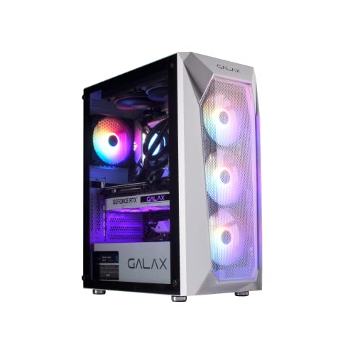 Image of GALAX PC Case Revolution-05 (REV-05W) White Gaming Cabinet | Supports ATX, M-ATX, ITX | 4 RGB Cooling Fans | Mesh Panel | Spacious Interior | Tempered Glass