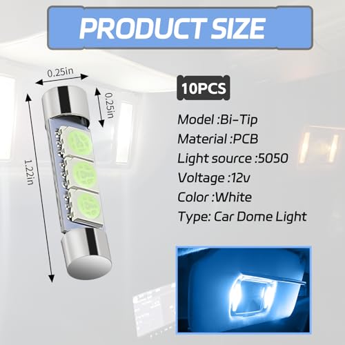 10 bombillas LED 31mm para auto, luz Ice Blue miniatura 2