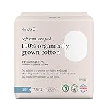 simplyO Certified Organic Cotton Sanitary Napkins | Ultra Thin Pads with Wings, Unscented, Regular/L