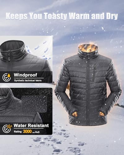 33,000ft Mens Winter Lightweight Jacket Warm Short Packable Puffer Jacket Transitional Padded Jacket Quilted Jacket for Men Lined for Hiking Travelling - Image 5