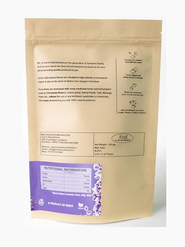 Image of Jaivik Uttarakhand - Lavender Buds Flower Tea (100 g), Promotes Calming, Relaxing, Stress Relief Brew, Sun Dry, Pack of 1
