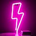 XIYUNTE Lightning Bolt Neon Light Pink Signs Wall Decor, LED Night Lights Room Decor Battery or USB Powered Neon Light Signs Light up Lightning Lamps for Kids Room,Christmas,Bar,Festive Party
