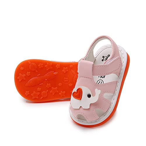 Image of WILLFUN Baby Boy Girl Summer Infant Squeaky Sandals Premium Rubber Sole Closed-Toe Non-Slip Shoes Toddler First Walkers