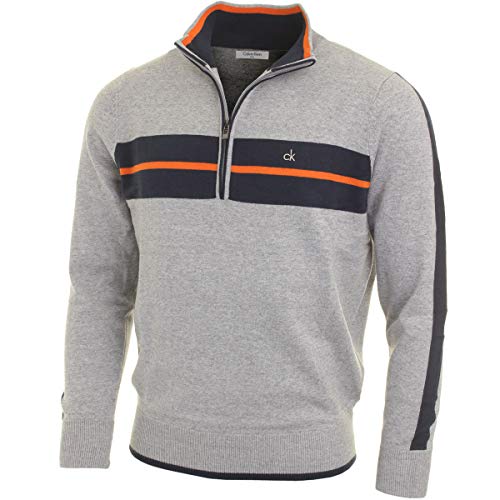 Calvin Klein Golf Hombre CK Vertex Medio Zip Sweater Pullover - Plata - M