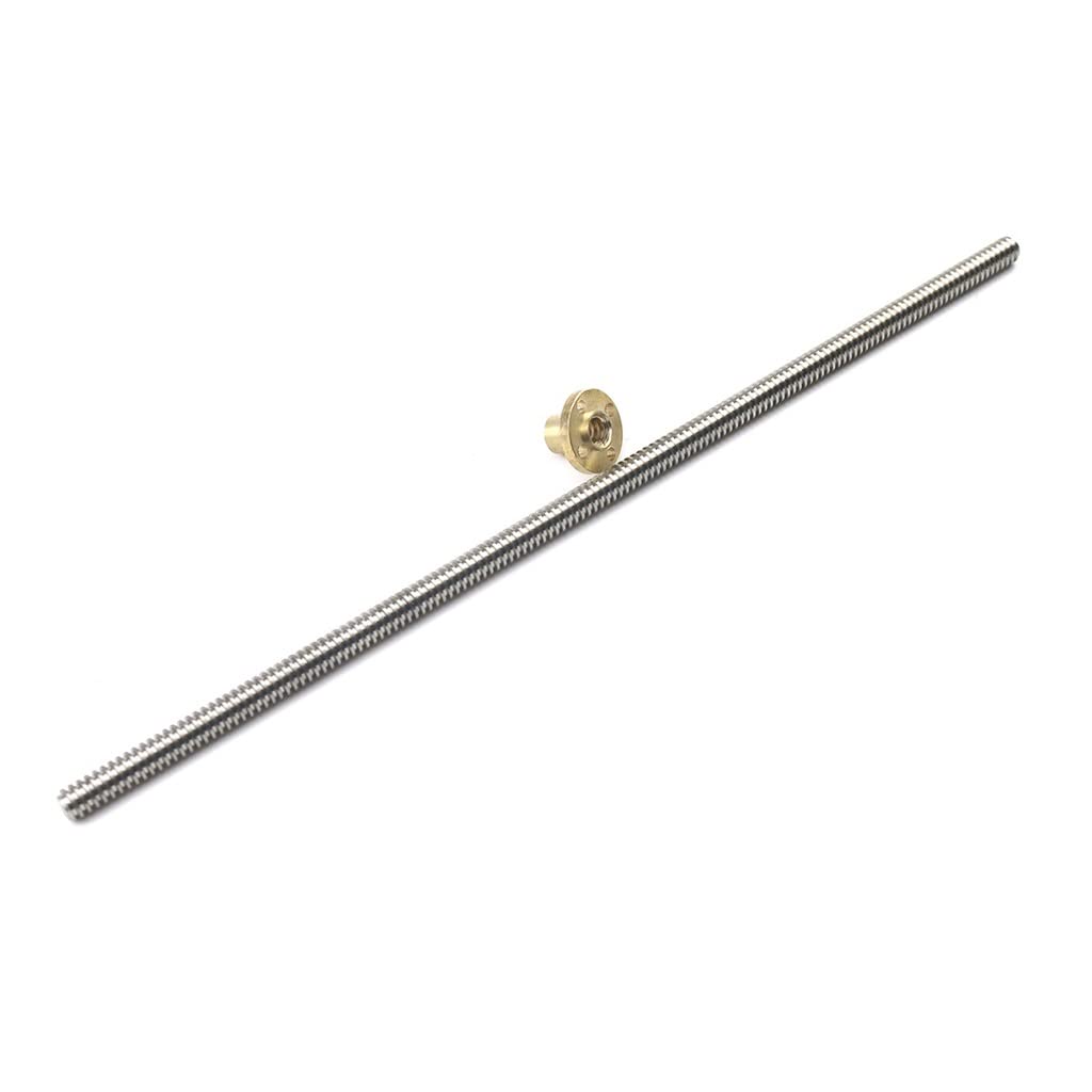 Tornillo de paso helicoidal T10 Tornillo de acero inoxidable 304 con tuerca de latón(P=2mmxL=12mmx500mm)