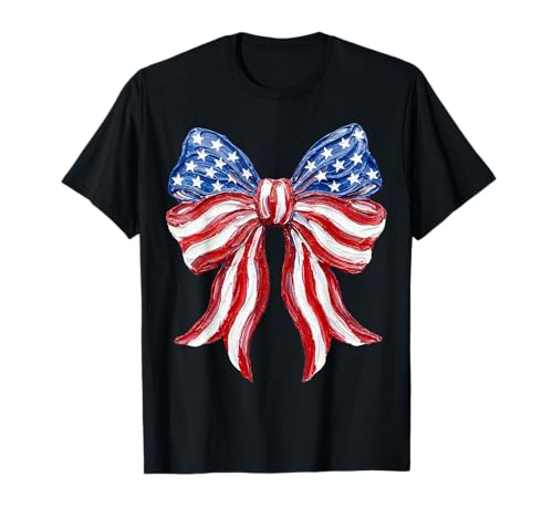 Coquette Bow 4th of July 250th Anniversary USA Independence T-Shirt